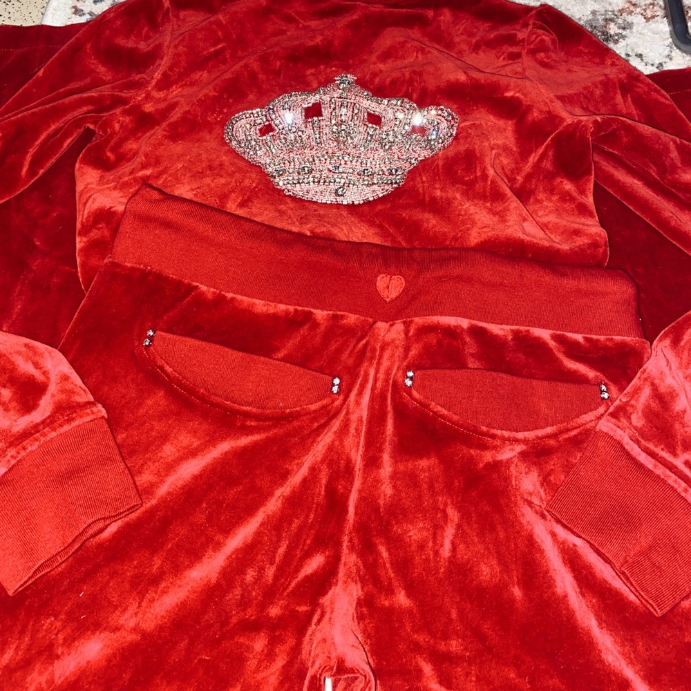 RARE Y2K TWISTED HEART VELOUR TRACKSUIT SET